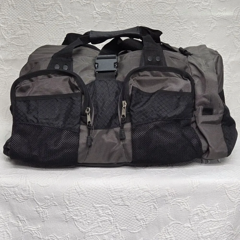 Oakley Icon 2.0 Software Grey Canvas Leather Handle Large Duffle Bag Y2K